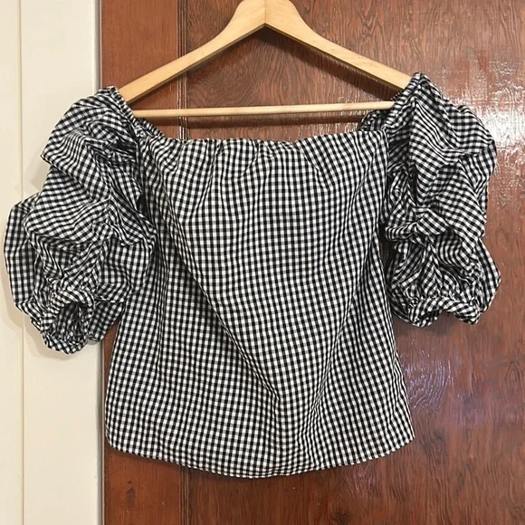 Aqua - Off the shoulder gingham top - Picture 1 of 3